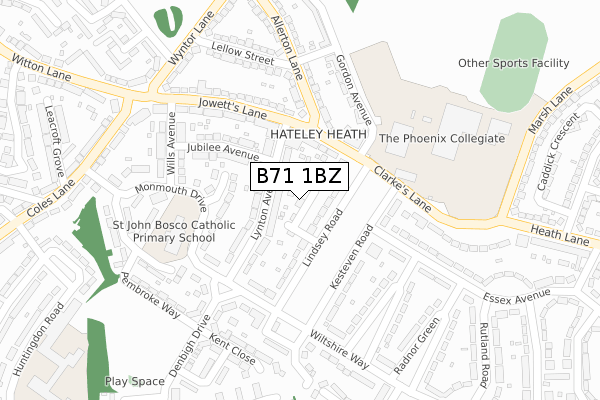 B71 1BZ map - large scale - OS Open Zoomstack (Ordnance Survey)