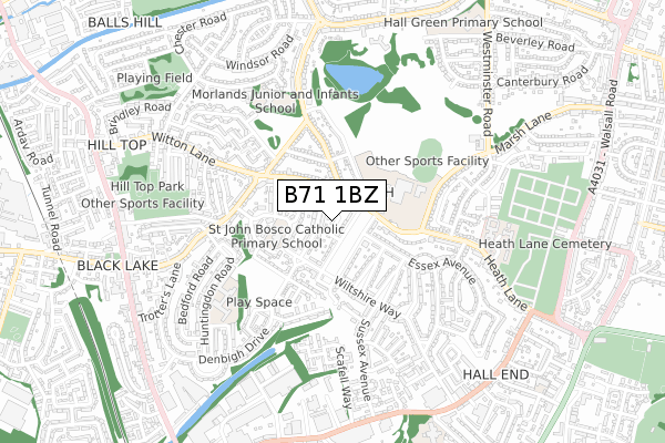 B71 1BZ map - small scale - OS Open Zoomstack (Ordnance Survey)