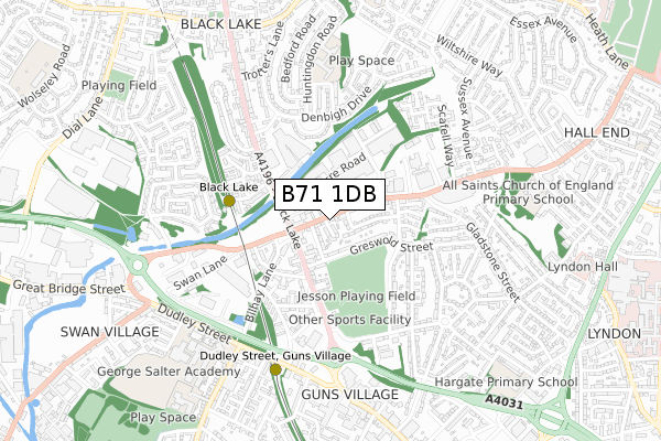 B71 1DB map - small scale - OS Open Zoomstack (Ordnance Survey)