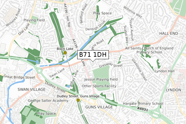 B71 1DH map - small scale - OS Open Zoomstack (Ordnance Survey)