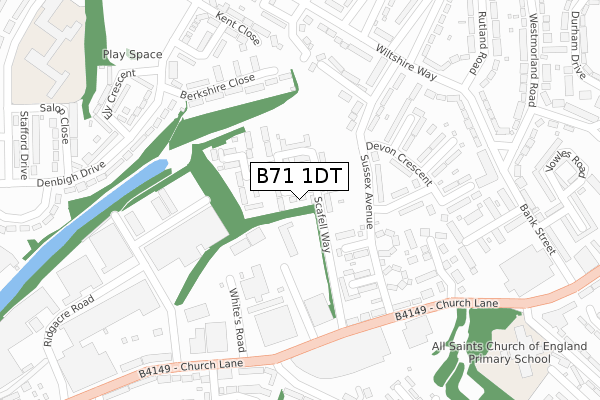 B71 1DT map - large scale - OS Open Zoomstack (Ordnance Survey)