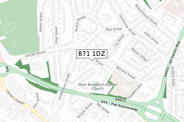 B71 1DZ map - large scale - OS Open Zoomstack (Ordnance Survey)