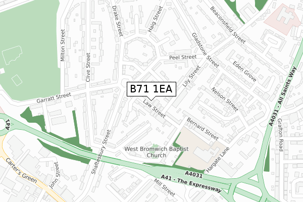 B71 1EA map - large scale - OS Open Zoomstack (Ordnance Survey)