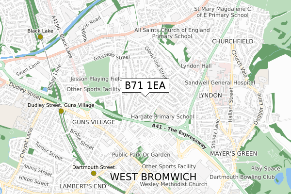 B71 1EA map - small scale - OS Open Zoomstack (Ordnance Survey)