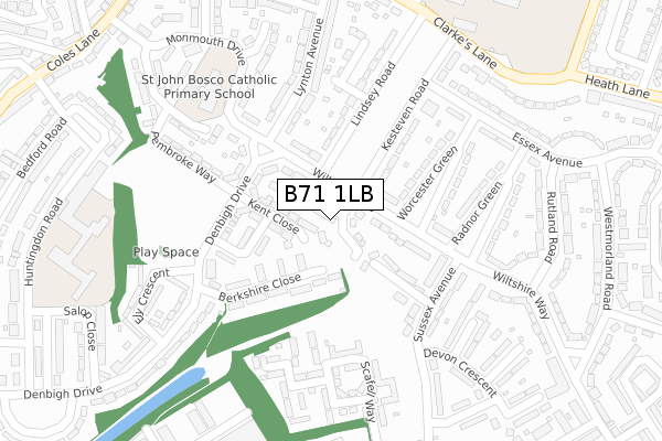 B71 1LB map - large scale - OS Open Zoomstack (Ordnance Survey)