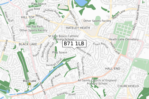 B71 1LB map - small scale - OS Open Zoomstack (Ordnance Survey)