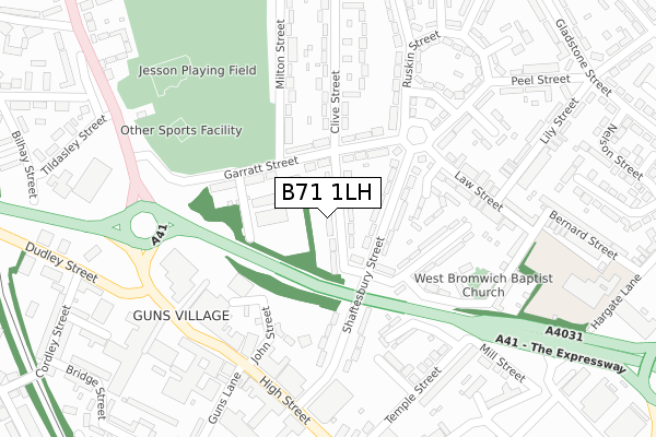 B71 1LH map - large scale - OS Open Zoomstack (Ordnance Survey)