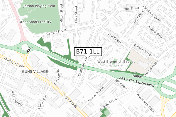 B71 1LL map - large scale - OS Open Zoomstack (Ordnance Survey)