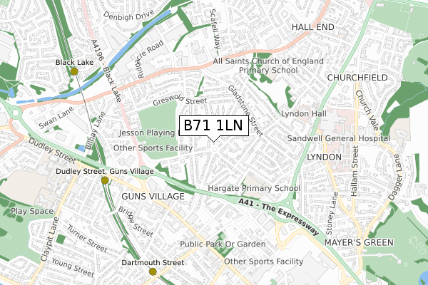 B71 1LN map - small scale - OS Open Zoomstack (Ordnance Survey)