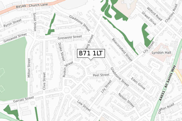 B71 1LT map - large scale - OS Open Zoomstack (Ordnance Survey)