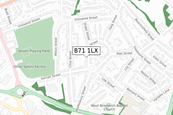 B71 1LX map - large scale - OS Open Zoomstack (Ordnance Survey)