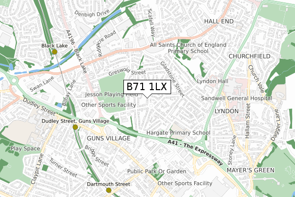 B71 1LX map - small scale - OS Open Zoomstack (Ordnance Survey)