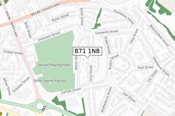 B71 1NB map - large scale - OS Open Zoomstack (Ordnance Survey)