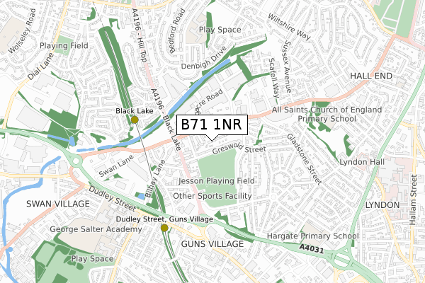 B71 1NR map - small scale - OS Open Zoomstack (Ordnance Survey)