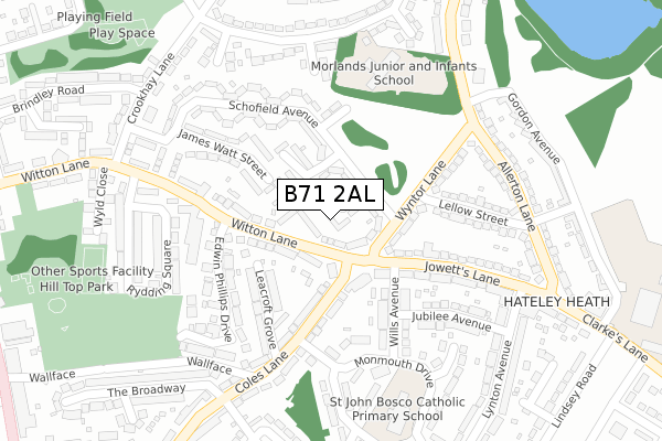 B71 2AL map - large scale - OS Open Zoomstack (Ordnance Survey)