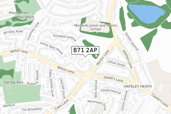 B71 2AP map - large scale - OS Open Zoomstack (Ordnance Survey)
