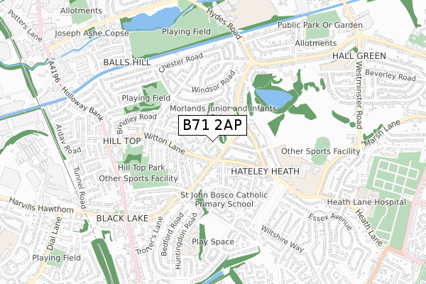 B71 2AP map - small scale - OS Open Zoomstack (Ordnance Survey)