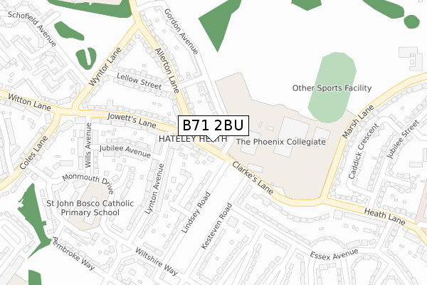B71 2BU map - large scale - OS Open Zoomstack (Ordnance Survey)