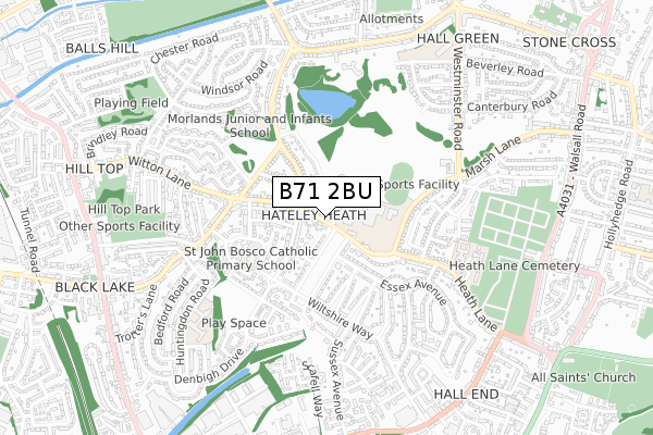 B71 2BU map - small scale - OS Open Zoomstack (Ordnance Survey)