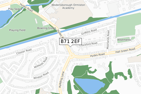 B71 2EF map - large scale - OS Open Zoomstack (Ordnance Survey)