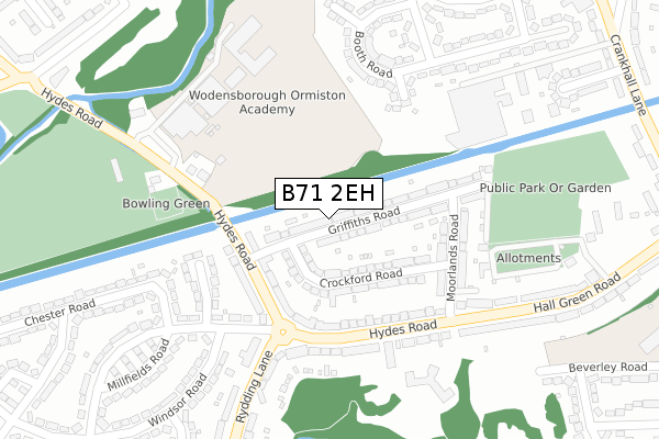 B71 2EH map - large scale - OS Open Zoomstack (Ordnance Survey)