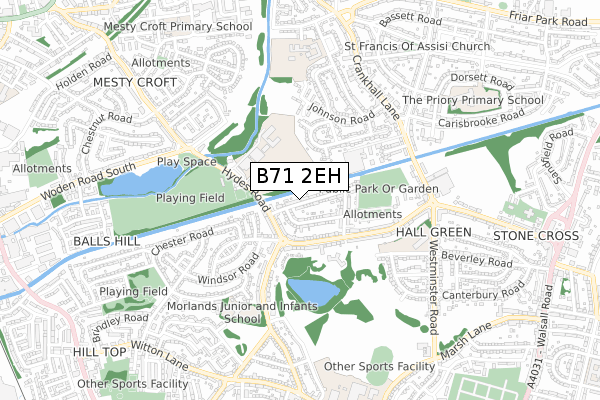 B71 2EH map - small scale - OS Open Zoomstack (Ordnance Survey)