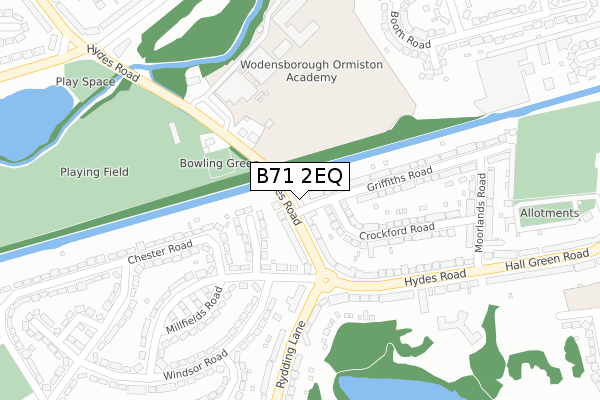 B71 2EQ map - large scale - OS Open Zoomstack (Ordnance Survey)