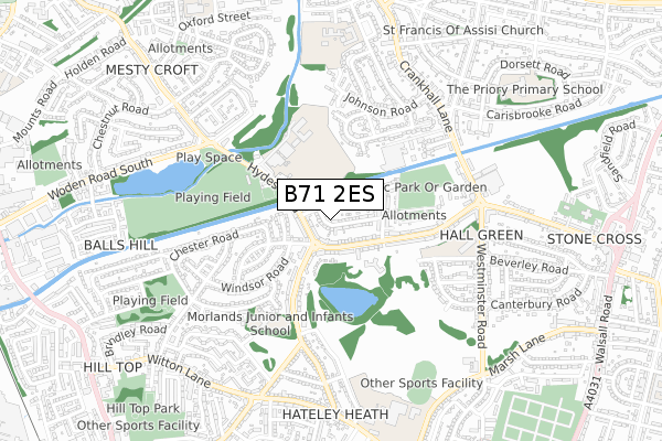 B71 2ES map - small scale - OS Open Zoomstack (Ordnance Survey)