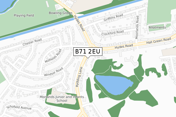 B71 2EU map - large scale - OS Open Zoomstack (Ordnance Survey)