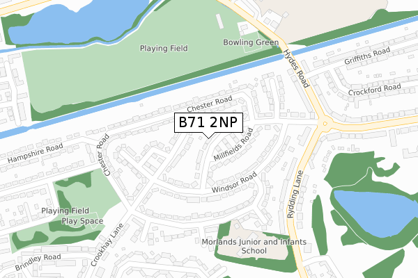 B71 2NP map - large scale - OS Open Zoomstack (Ordnance Survey)
