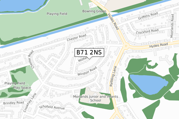 B71 2NS map - large scale - OS Open Zoomstack (Ordnance Survey)