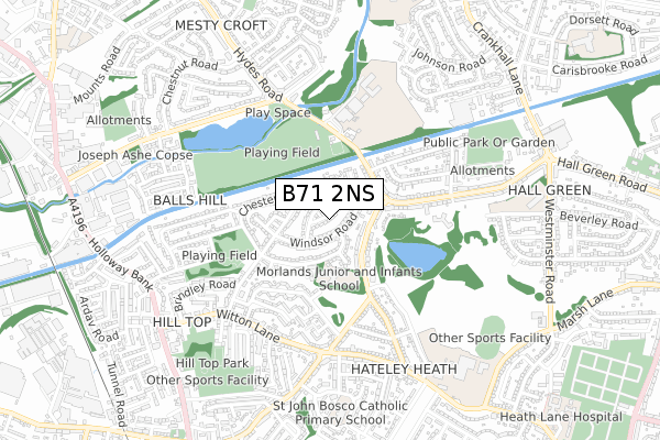 B71 2NS map - small scale - OS Open Zoomstack (Ordnance Survey)