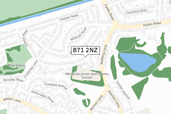 B71 2NZ map - large scale - OS Open Zoomstack (Ordnance Survey)