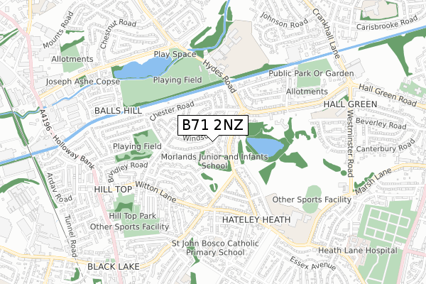 B71 2NZ map - small scale - OS Open Zoomstack (Ordnance Survey)