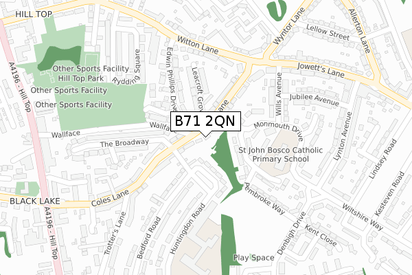 B71 2QN map - large scale - OS Open Zoomstack (Ordnance Survey)