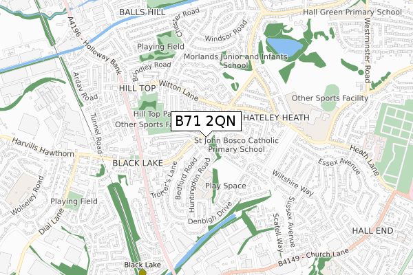B71 2QN map - small scale - OS Open Zoomstack (Ordnance Survey)