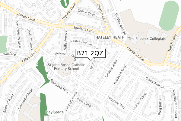 B71 2QZ map - large scale - OS Open Zoomstack (Ordnance Survey)