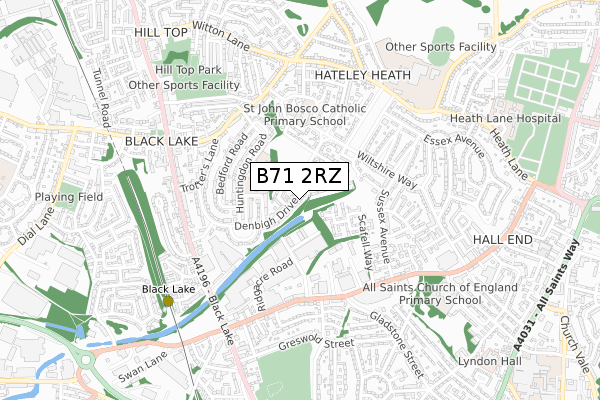 B71 2RZ map - small scale - OS Open Zoomstack (Ordnance Survey)
