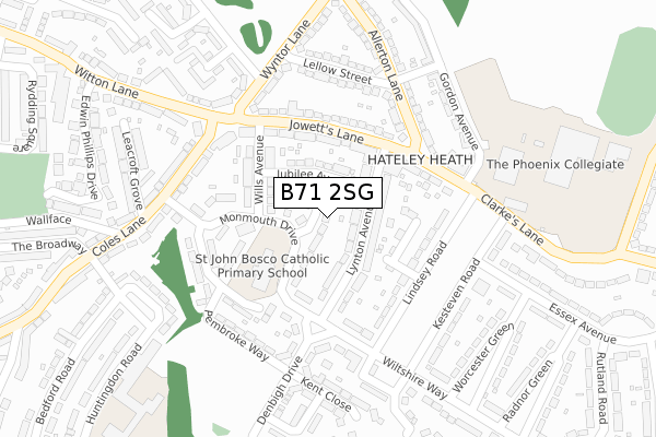 B71 2SG map - large scale - OS Open Zoomstack (Ordnance Survey)