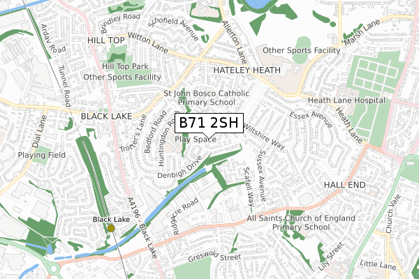 B71 2SH map - small scale - OS Open Zoomstack (Ordnance Survey)