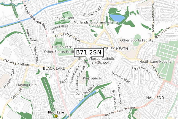 B71 2SN map - small scale - OS Open Zoomstack (Ordnance Survey)