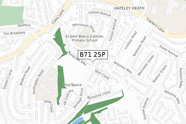 B71 2SP map - large scale - OS Open Zoomstack (Ordnance Survey)