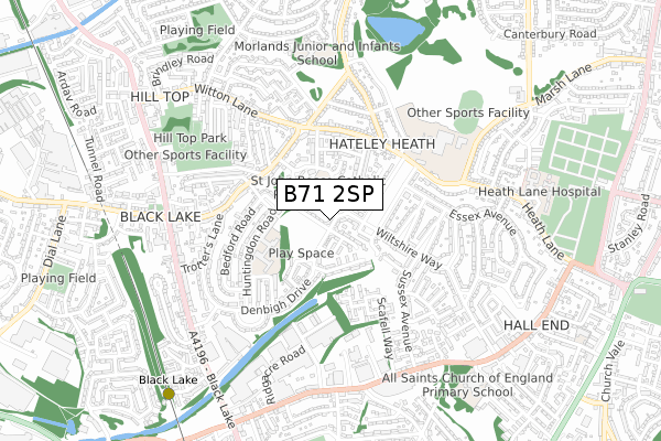 B71 2SP map - small scale - OS Open Zoomstack (Ordnance Survey)