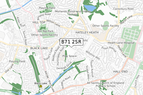 B71 2SR map - small scale - OS Open Zoomstack (Ordnance Survey)