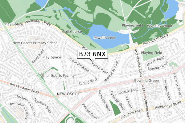 B73 6NX map - small scale - OS Open Zoomstack (Ordnance Survey)