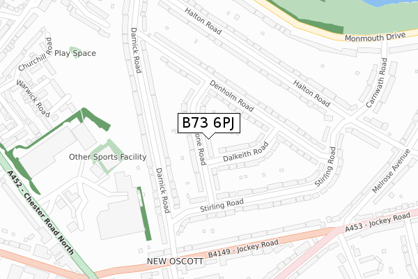 B73 6PJ map - large scale - OS Open Zoomstack (Ordnance Survey)