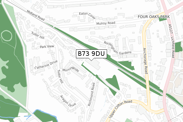 B73 9DU map - large scale - OS Open Zoomstack (Ordnance Survey)