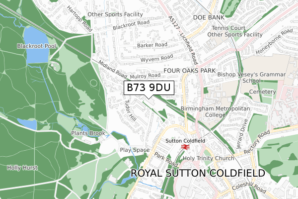 B73 9DU map - small scale - OS Open Zoomstack (Ordnance Survey)