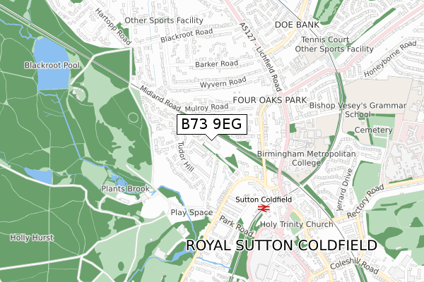 B73 9EG map - small scale - OS Open Zoomstack (Ordnance Survey)