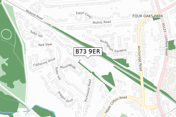 B73 9ER map - large scale - OS Open Zoomstack (Ordnance Survey)